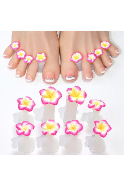 Choice12 8 قطع/حقيبة من فاصل أصابع القدم من السيليكون الناعم بتصميم زهرة وردي...