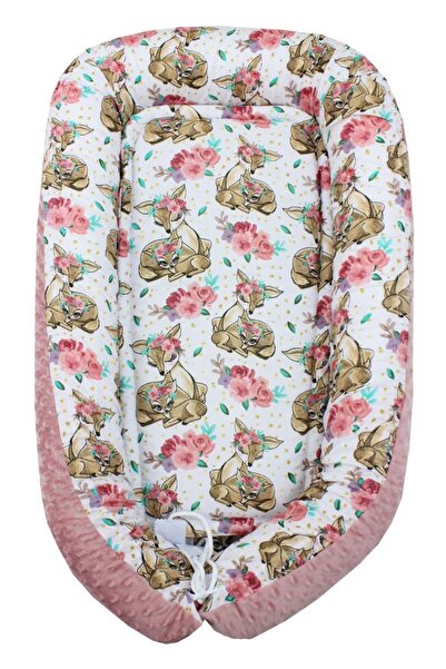 PRICHINDEL Minky Nest Bambi, roz cu alb, 80 x 50 cm