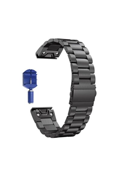 PHN MAG Compatible Steel Quick-Release Watch Strap for Garmin Fenix/Forerunner 22mm - Black