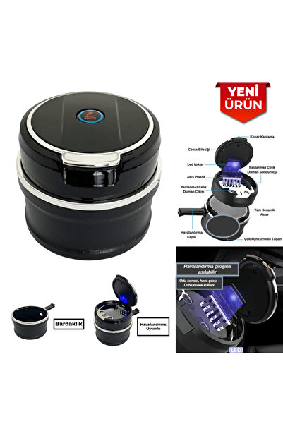 SMX Lüx Seramik Oto Küllük, Işıklı Kapaklı Gümüş BR2944645