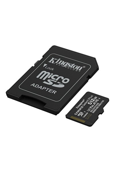 Kingston Κάρτα MicroSD 512GB Canvas Select Plus, με προσαρμογέα SD, Κλάση 10, UHS-I U1, Μαύρο