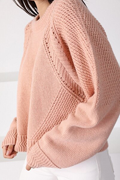 Ferraro Powder Round Neck Wool Women's Knitwear Sweater