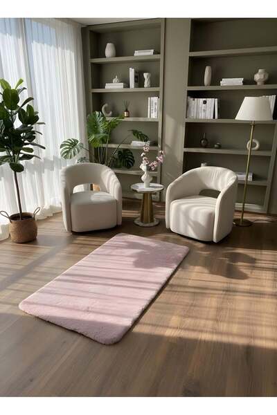 Rose'n Home TAVŞAN PUDRA - Kaymaz Taban Tavşan Shaggy Yatak Odası Oturma Odas...