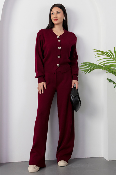 PULLIMM Buttoned Cardigan Pants Knitwear Set L3004