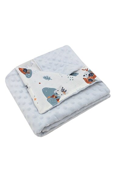 PRICHINDEL Minky blanket, Little Animals, cotton reverse, 80x100 cm, grey