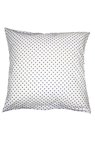 PRICHINDEL White pillow with navy blue polka dots