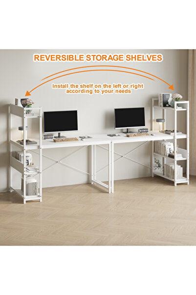 Bojasmiial Computer Table with 4 Tier Shelves -120 L x 50cm W x 72cm H