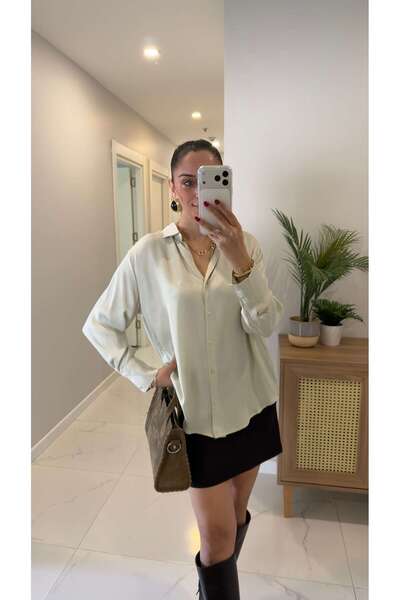 BİRCANÇİL Molla Light Mint Green Satin Shirt