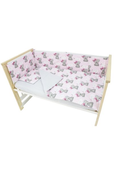 PRICHINDEL Set de lenjerie de pat pentru fetiță, 4 piese, gri invers, 120x60 cm