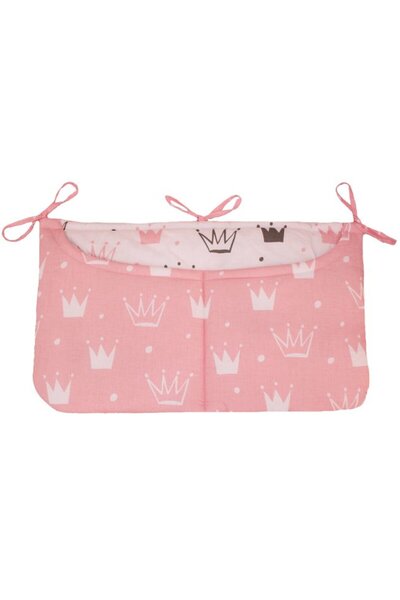 PRICHINDEL Buzunar pentru pătuț, coroane prințesă roz, 60 x 40 cm