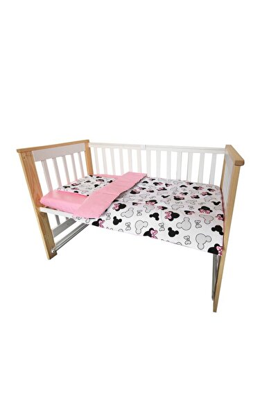 PRICHINDEL Lenjerie de pat pentru pătuț, 3 piese, Minnie, roz, 120x60cm