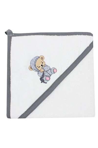 PRICHINDEL Prosop cu glugă , Teddy în pijama, bumbac, alb, 80 x 100 cm