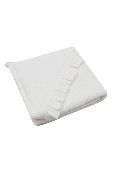 PRICHINDEL Hooded Towel Mati - Muslin Hood with Terry Backing, Cotton, White, 80 x 100 cm