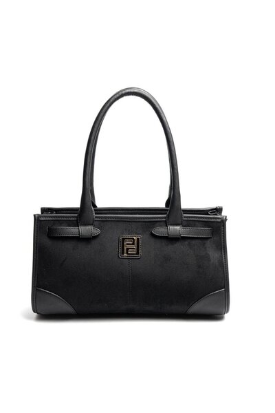 Silver Polo حقيبة يد نسائية SP1261 من جلد الغزال باللون الأسود