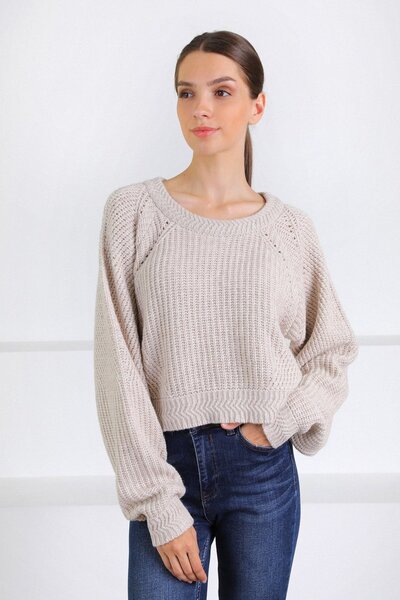 Ferraro Natural Round Neck Wool Women's Knitwear Sweater