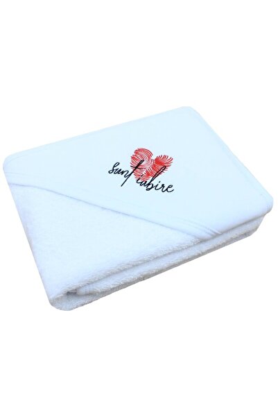 PRICHINDEL Prosop cu glugă "Sunt iubire", bumbac, alb, 75 x 75 cm