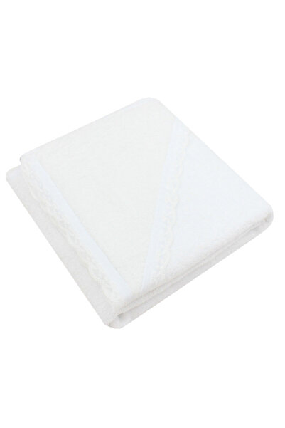 PRICHINDEL Prosop cu glugă Sisi cu dantelă, bumbac, alb, 80 x 100 cm