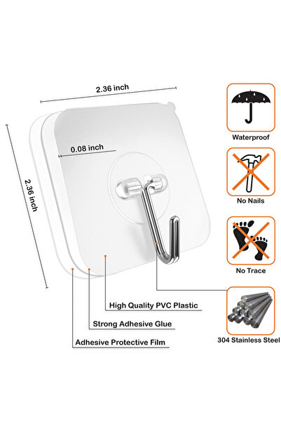 Jenuos Ultra-Strong Adhesive Wall Hooks Set of 12, JENUOS® - No Drilling Required
