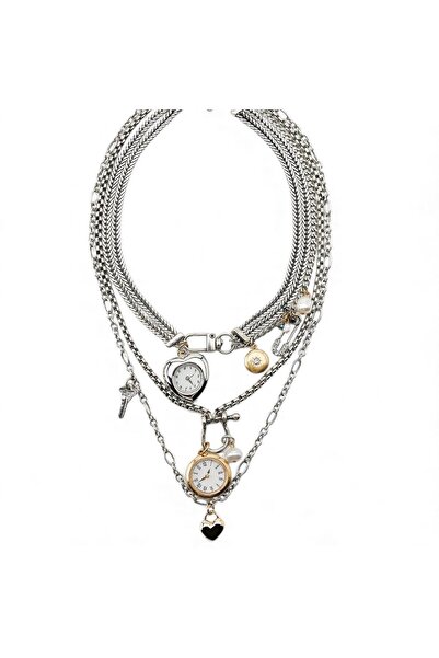 neslyaccessories Triple Watch Charmlı Necklace