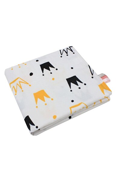 PRICHINDEL Pătură din flanel de bumbac, coroane galbene, 80 x 100 cm