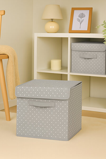 Spartek home textile 3Pcs-Covered Patterned Closet Laundry Toy Organizer Folding Storage Box with Lid 30X30X30