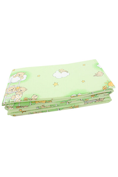 PRICHINDEL Set de 2 protecții pentru pătuț, bumbac, Sleepy Teddy, verde, 120x...