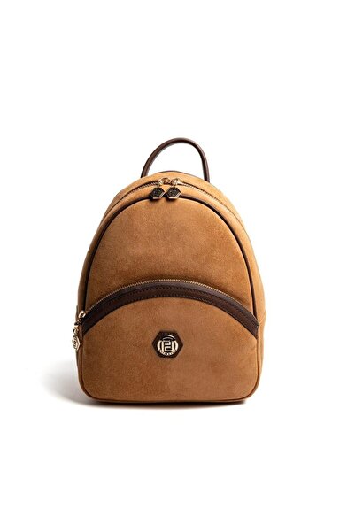 Silver Polo Silver & Polo Sp945 Women's Backpack Suede Tan-Brown