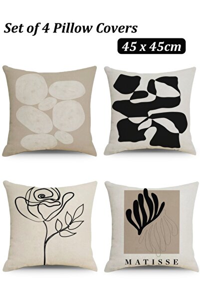 Generic 4PCS Pillow Covers Set 45x45cm Throw Pillow Covers Pillowcase Linen C...
