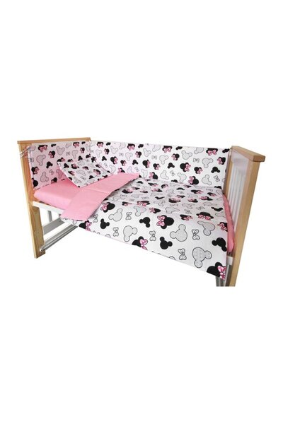 PRICHINDEL Set de lenjerie de pat 4 piese, Prichindel, Minnie, roz, 120x60cm