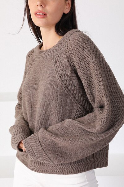 Ferraro Light Brown Round Neck Wool Women's Knitwear Sweater
