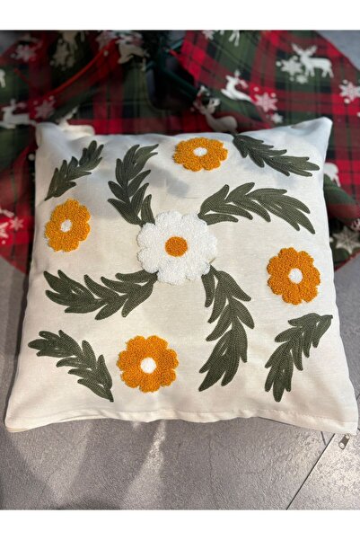 LaraLisa غطاء وسادة مطرز بتصميم مزدوج مقاس 45×45 سم