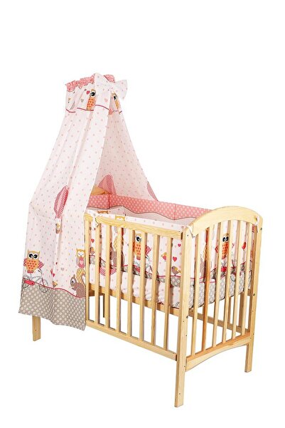 PRICHINDEL Set de lenjerie de pat pentru pătuț, 8 piese, bufnițe mari, roz, 1...