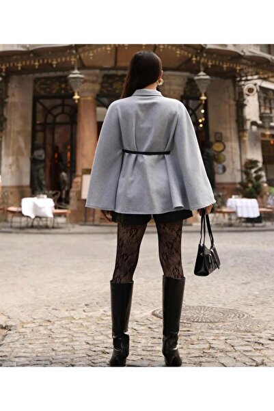 AsiaLife Kaşe Poncho with Belt