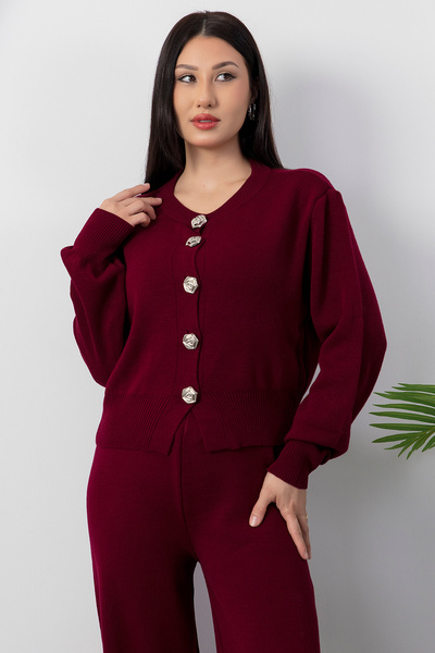 PULLIMM Buttoned Cardigan Pants Knitwear Set L3004