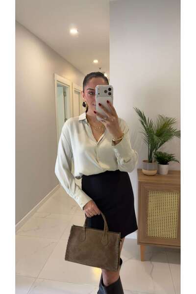 BİRCANÇİL Molla Light Mint Green Satin Shirt