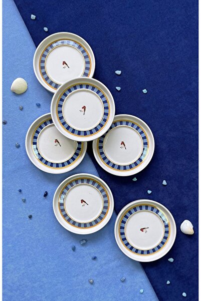 Erbaşlar Sevda Kuşu Pink 6-Piece Tea Plate Set