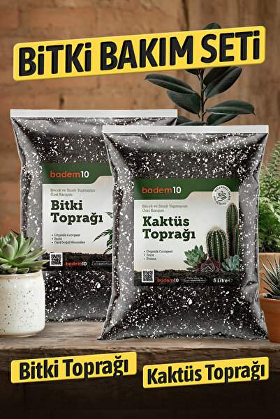 Badem10 İkili Bitki Bakım Seti 1 Adet 5 Litre Kaktüs Toprağı + 1 Adet 5 Litre...