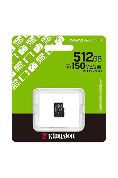 Kingston Κάρτα MicroSD 512GB Canvas Select Plus, Κλάση 10, UHS-I U3, A1, 150MB/s, Μαύρο
