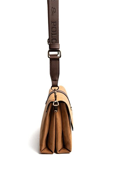 Silver Polo Silver & Polo Sp1009 Women's Crossbody Bag Suede Tan-Brown