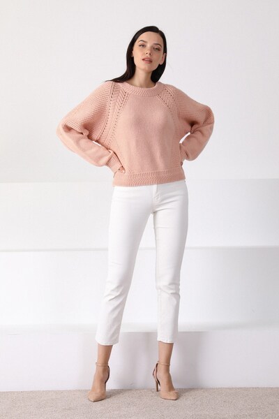 Ferraro Powder Round Neck Wool Women's Knitwear Sweater