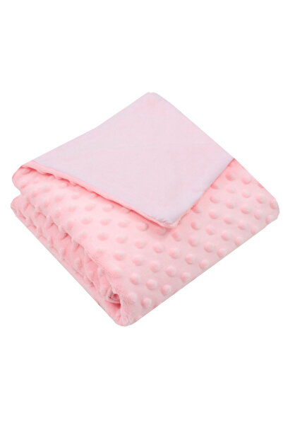 PRICHINDEL Pătură Minky cu rever din bumbac, Emma, ​​roz, 80 x 100 cm