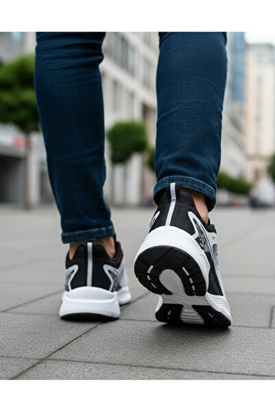 Wickers 803 Men's Navy Blue White Daily Light Sole Orthopedic Lace-Up Shoes