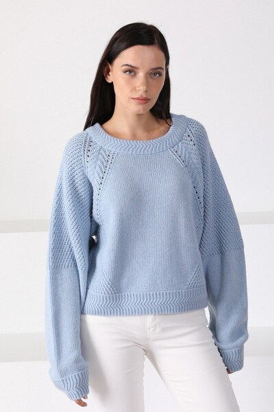 Ferraro A.Blue Round Neck Wool Women's Knitwear Sweater