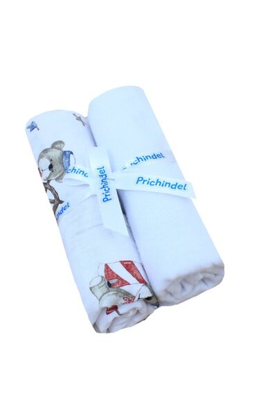 PRICHINDEL Set de 2 cârpe de pânză din muselină și fin - Ursuleț Marinar, alb...