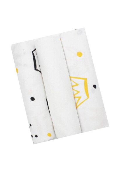 PRICHINDEL Set de 3 cârpe de bumbac, Coroane Galbene, 80 x 70 cm