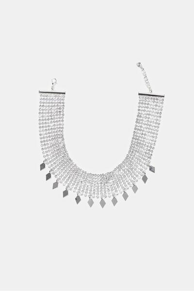 Stradivarius Rhinestone charm choker necklace