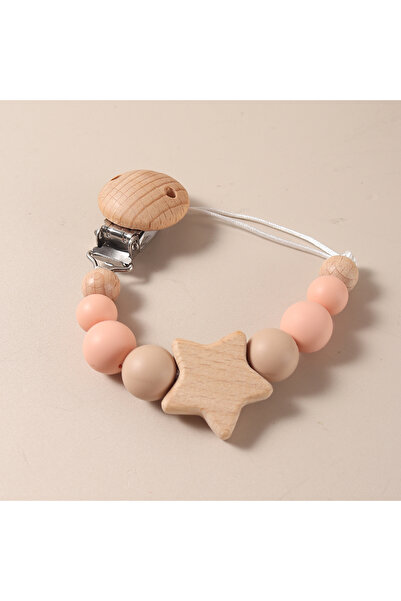 Choice4 سلسلة مصاصة على شكل نجمة وردية، مشبك مصاصة من الخرز، حامل مصاصة مضاد ...