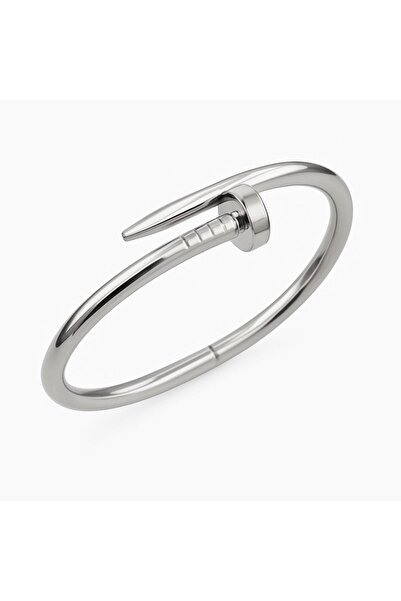neslyaccessories Stamped Silver Steel Nail Bracelet (Thick)