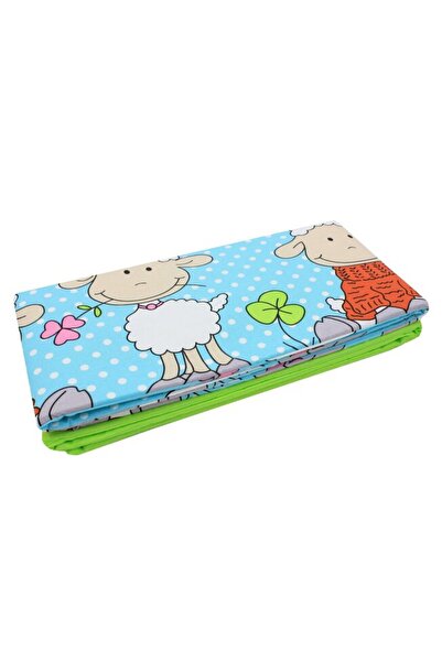PRICHINDEL Set of 2 crib side bumpers, cotton, Little Sheep, turquoise, 120x6...