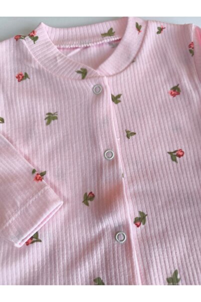 Şimo Butik Baby Romper 0-9 Months Comfortable Breathable Snap Fasteners 100% Pure Cotton Soft Anti-Allergic Floral